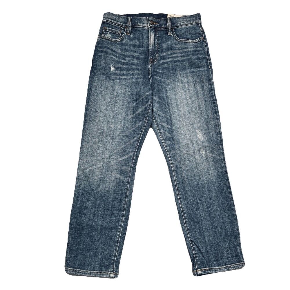 Cosmic Blue Love Cropped Jeans 28 High Rise Distressed Womens Measures 28 x 23.5